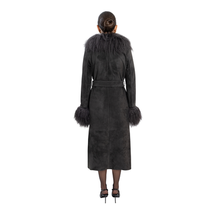 Inez Suede Shearling Maxi Coat