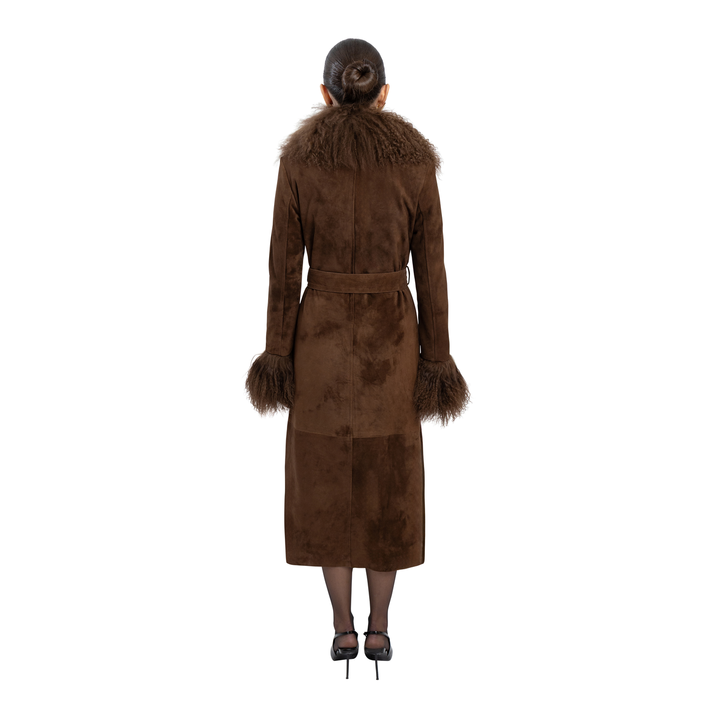 Inez Suede Shearling Maxi Coat