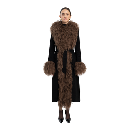 Inez Suede Shearling Maxi Coat