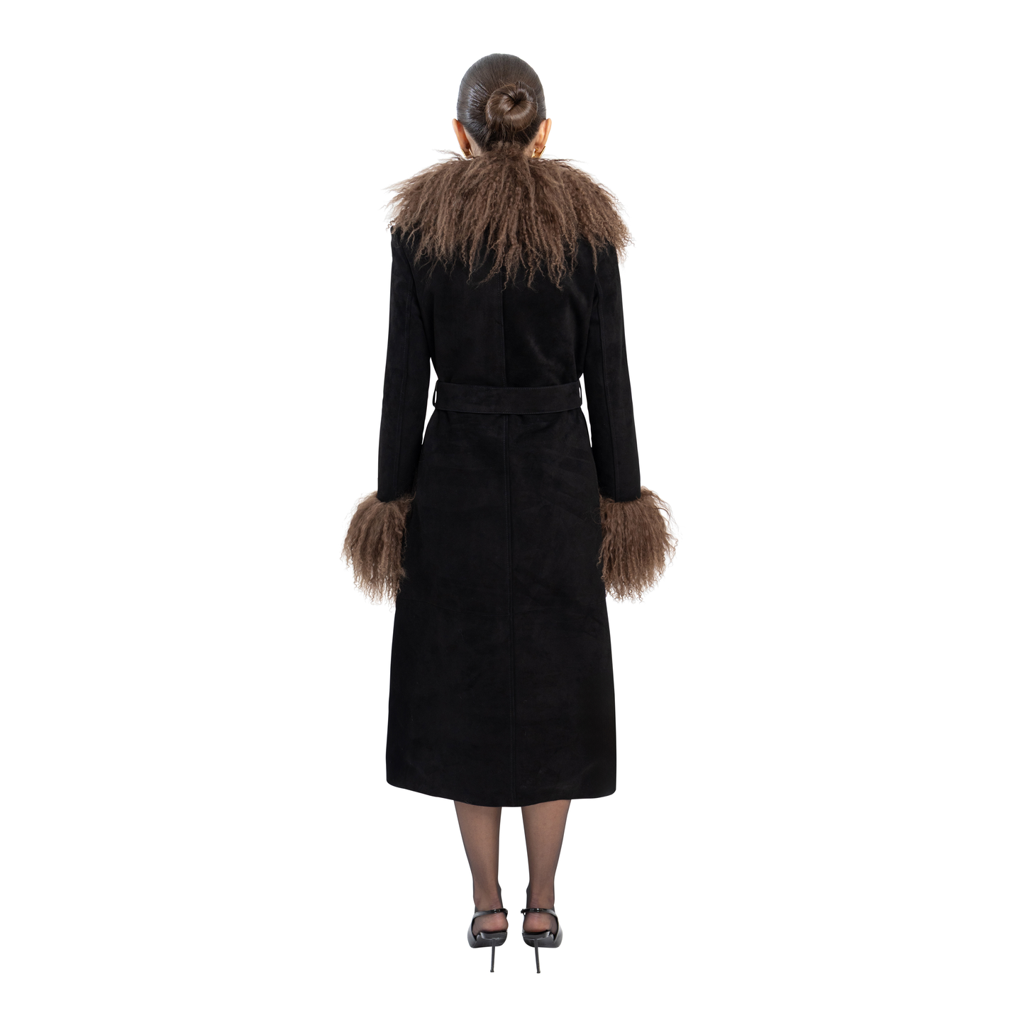 Inez Suede Shearling Maxi Coat