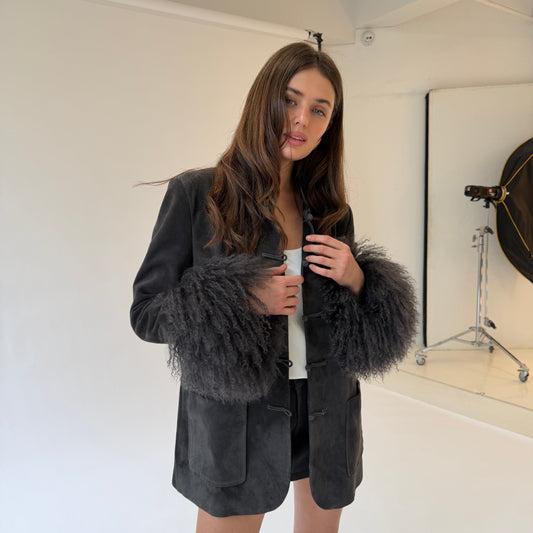 Sylvie Suede Mandarin Jacket