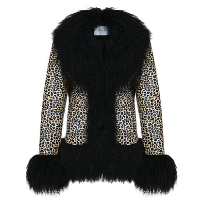 Dorothy Leopard Leather Shearling Coat