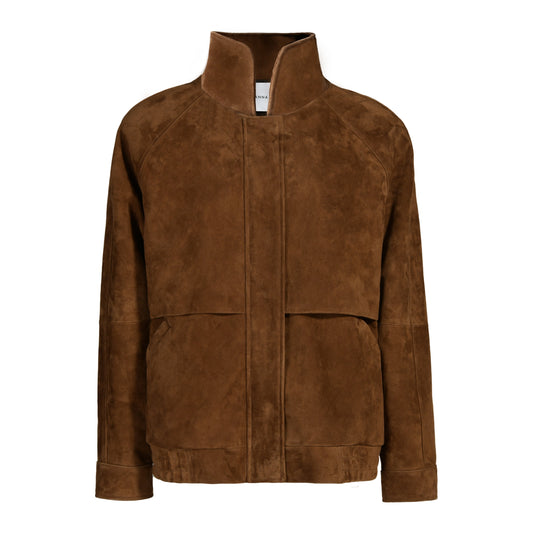 Remy Suede Bomber Jacket in Caramel