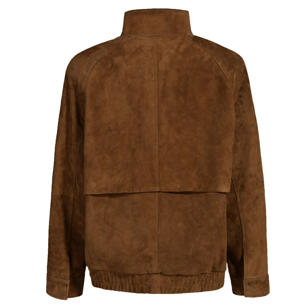 Remy Suede Bomber Jacket in Caramel