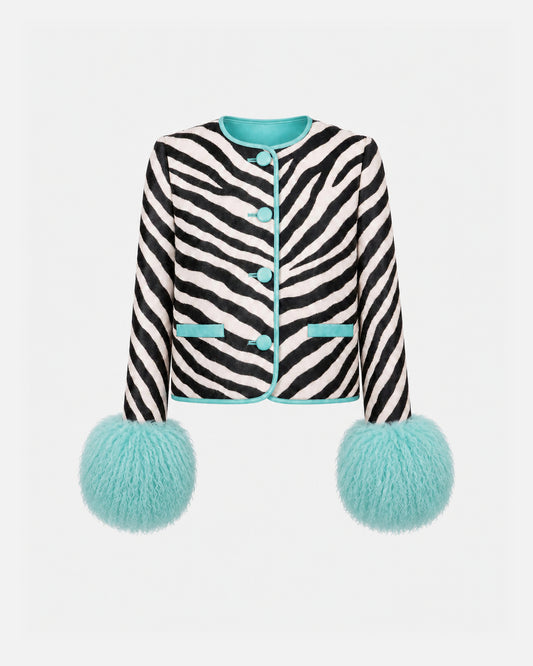 Leandra Zebra Pony Hair Jacket