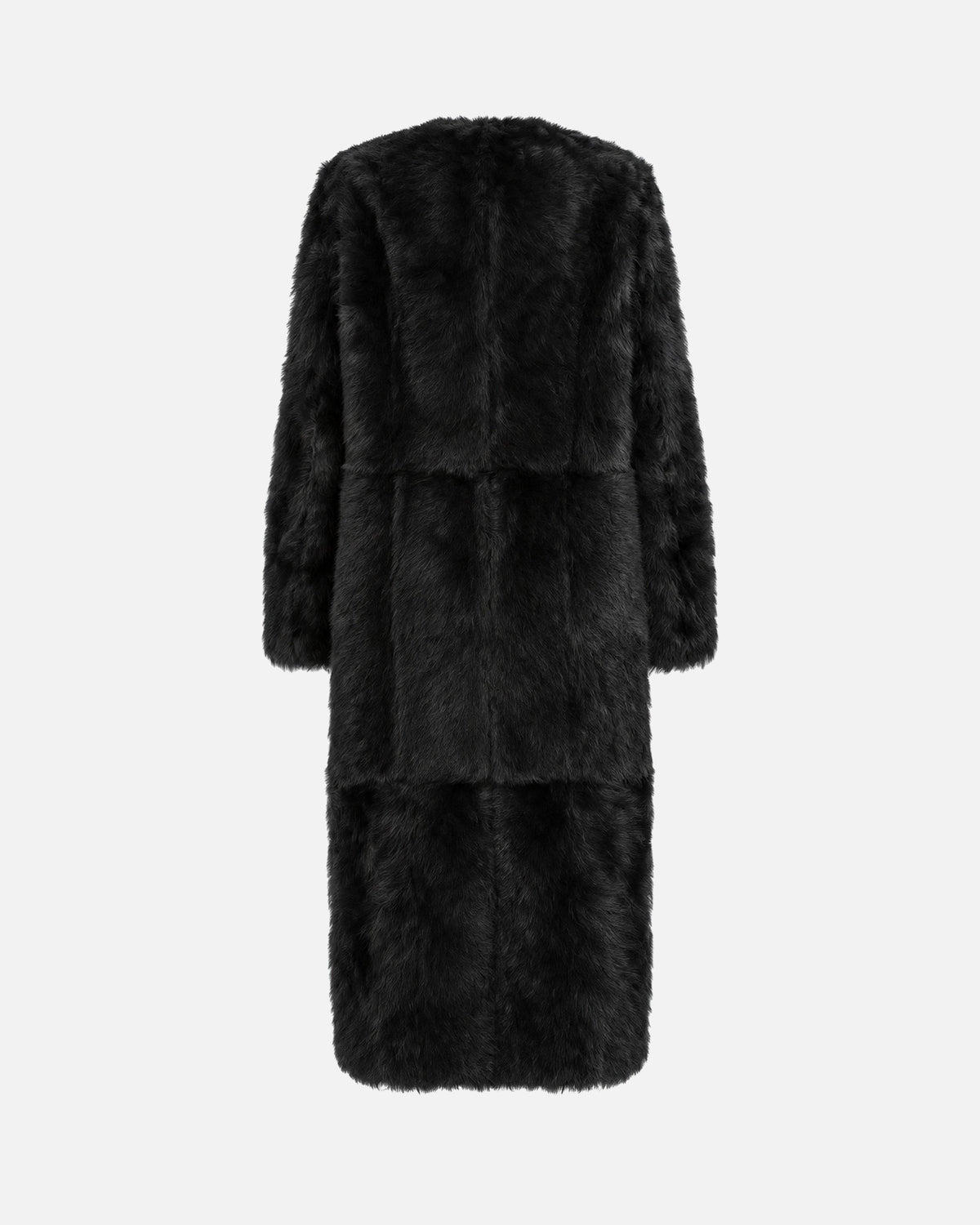 Mia Black Shearling Coat, back view