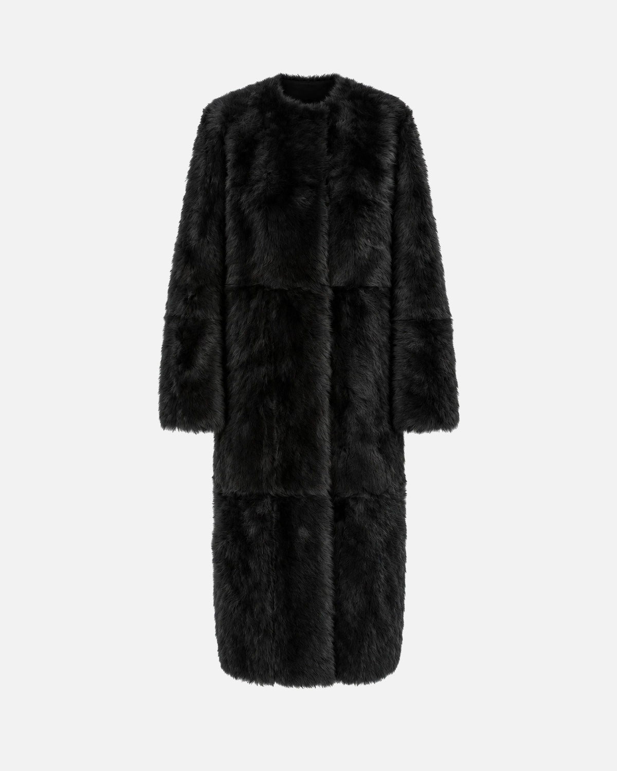 Mia Black Shearling Coat, front view
