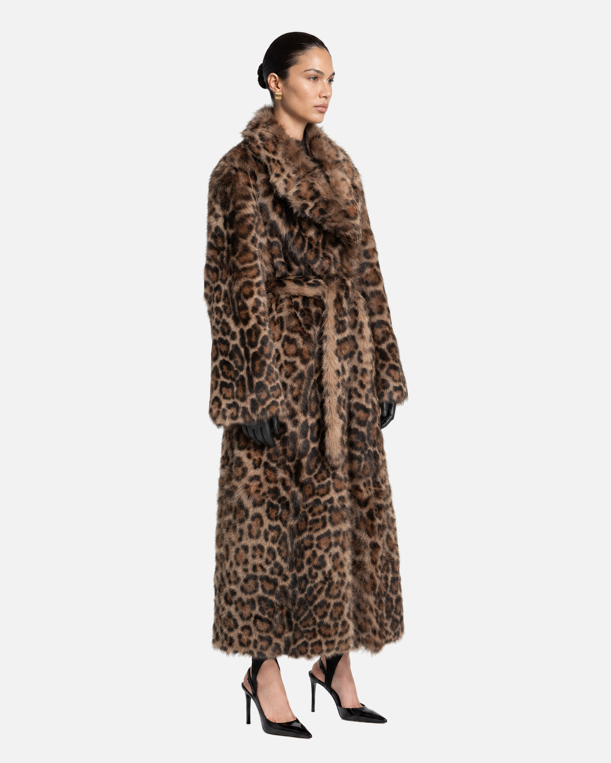 Raissa Shearling Coat, model side view