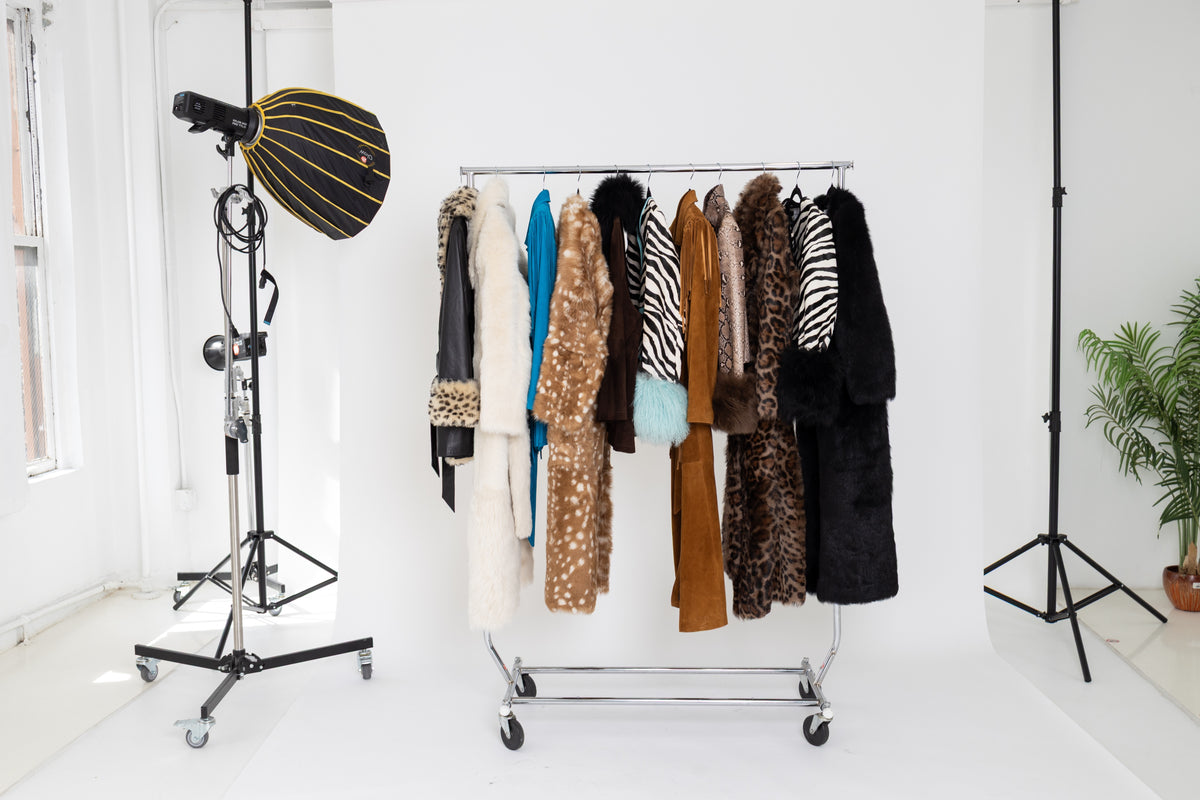 Susanna Chow collection on a rail in the Tribeca showroom