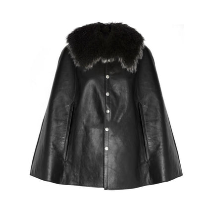 Sheila Leather Cape Coat