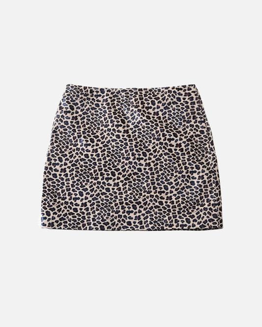 Alara Leopard Leather Skirt