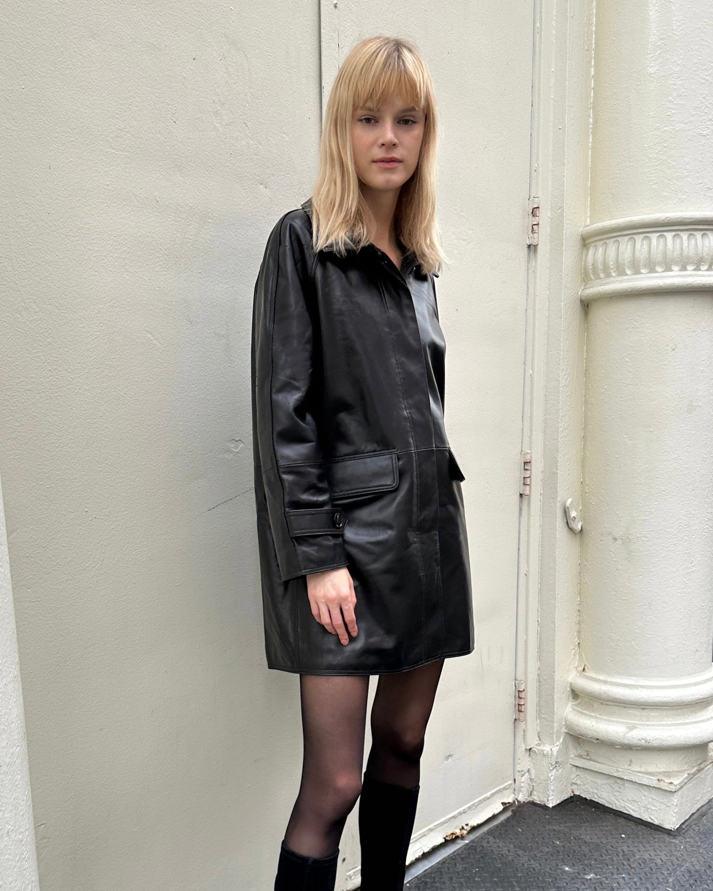 Wonnie Leather Midi Jacket
