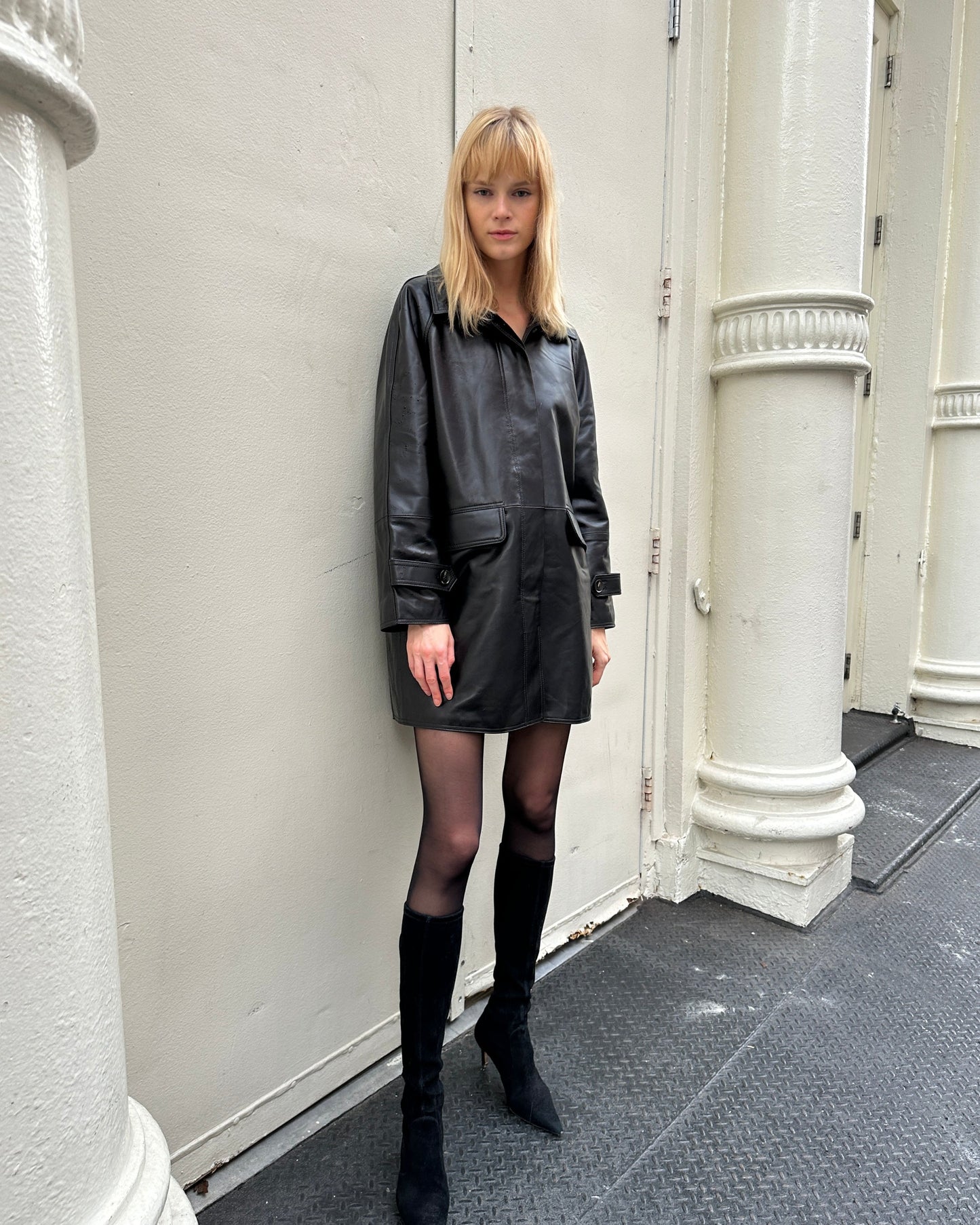 Wonnie Leather Midi Jacket