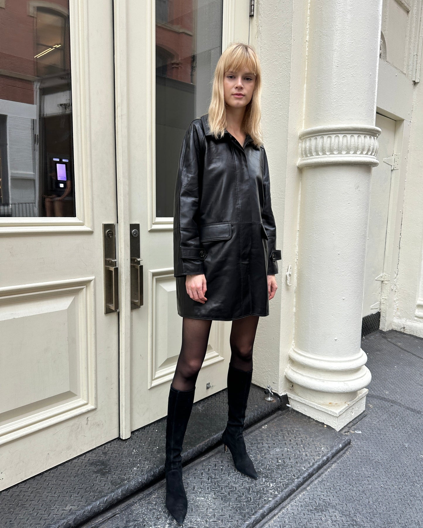 Wonnie Leather Midi Jacket