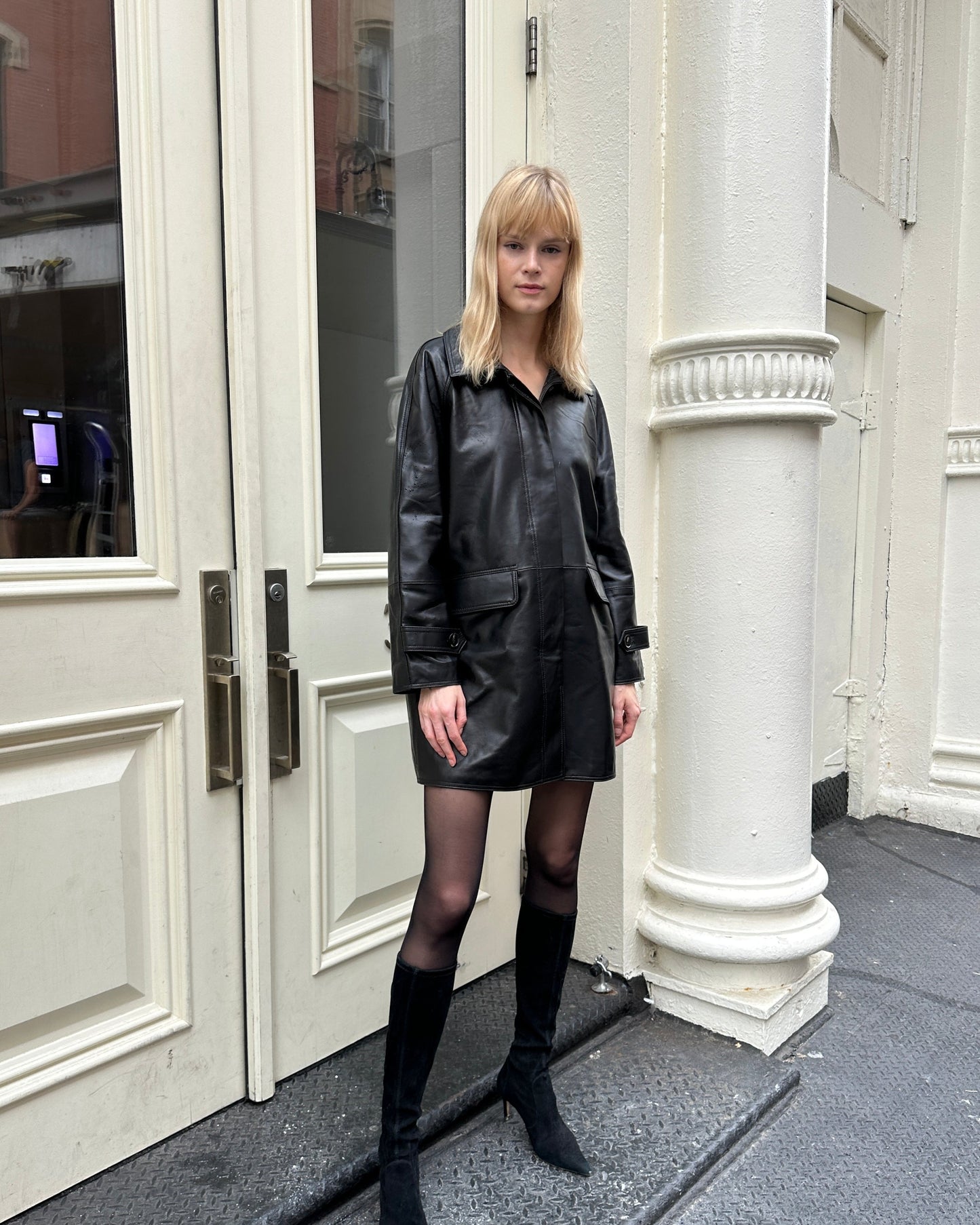 Wonnie Leather Midi Jacket