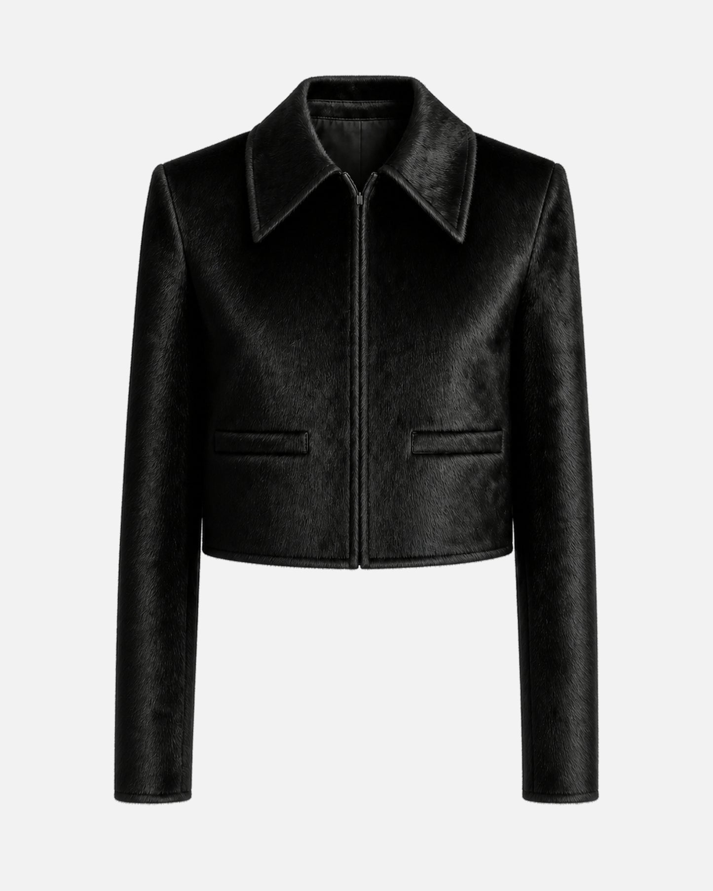 Susanna Chow Ashtin Pony Hair Jacket in Black, front view