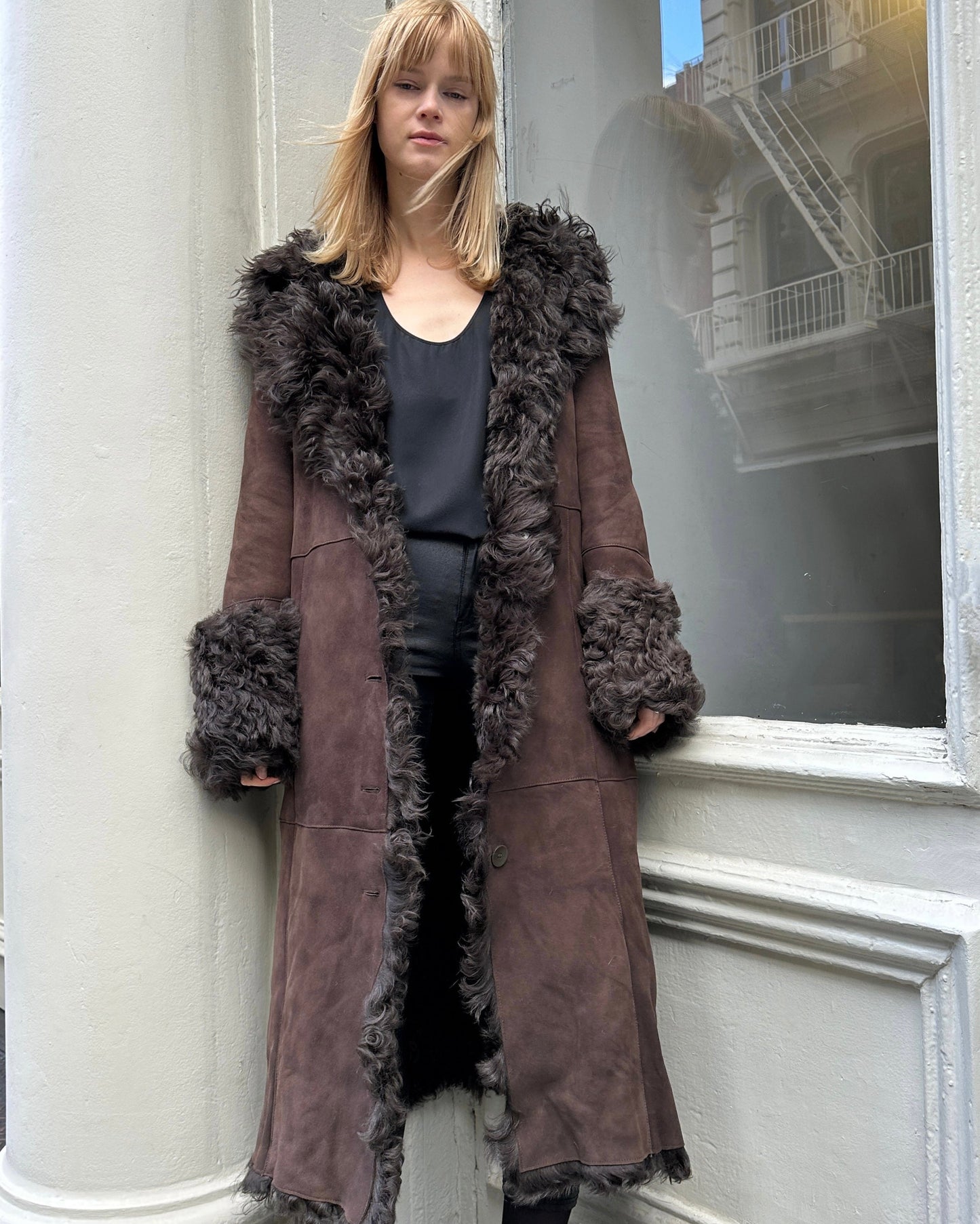 Daphne Shearling Suede Coat