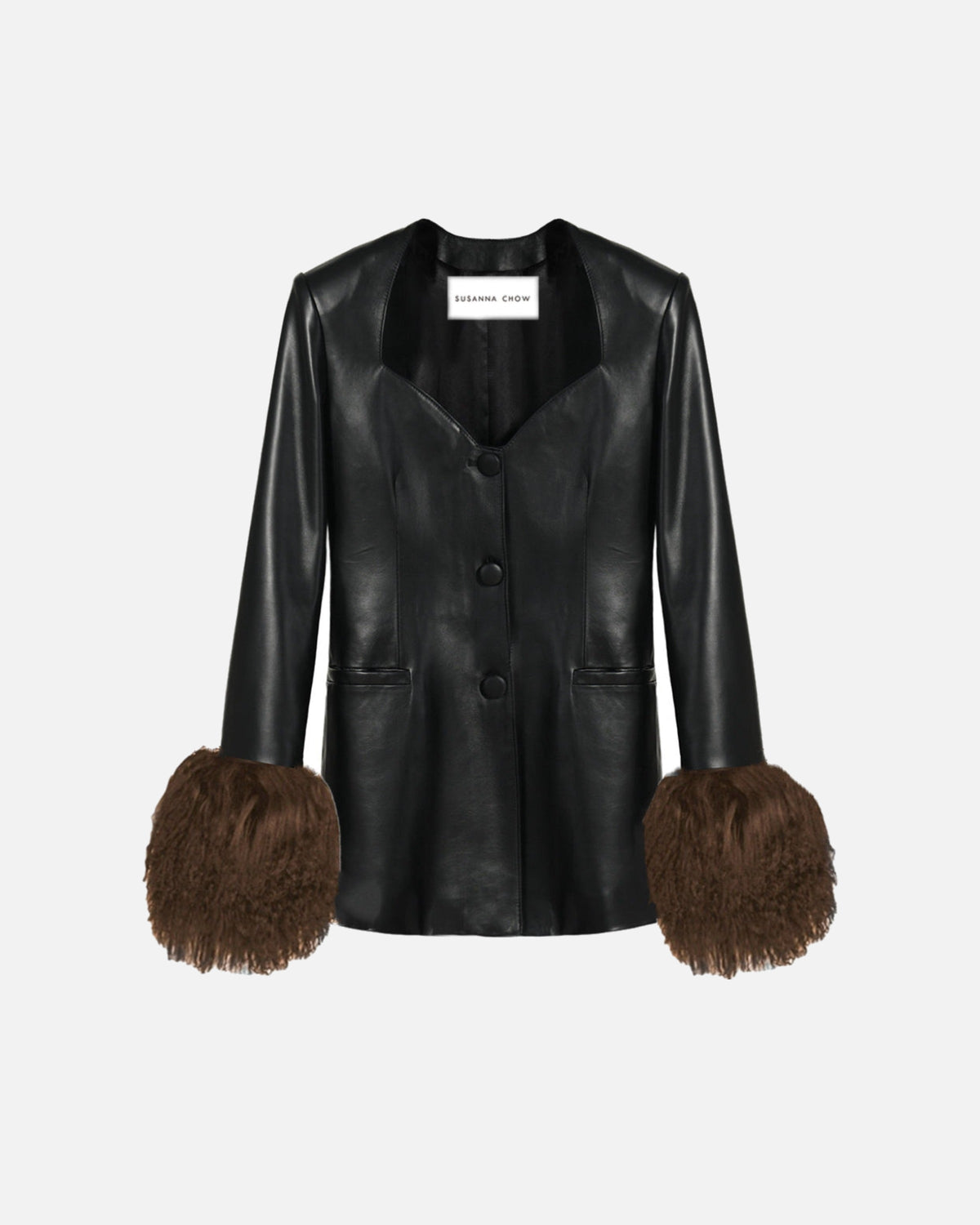 Daria Leather Shearling Trim Blazer