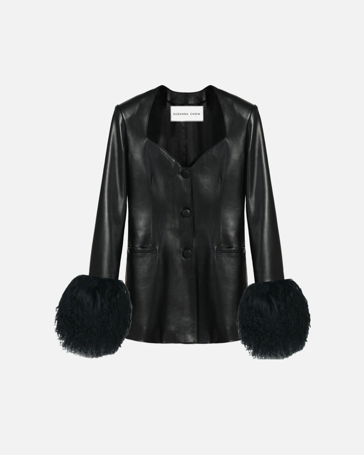 Daria Leather Shearling Trim Blazer