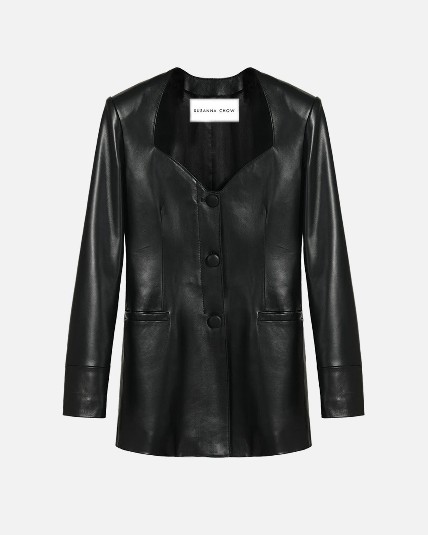 Daria Leather Shearling Trim Blazer
