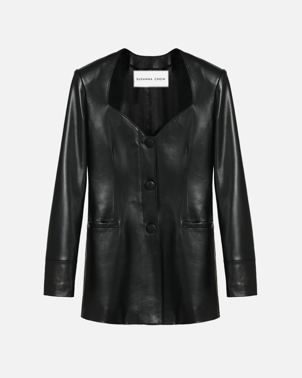 Daria Leather Shearling Trim Blazer