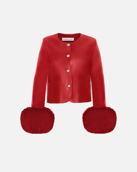 Dawson Leather Shearling Trim Jacket