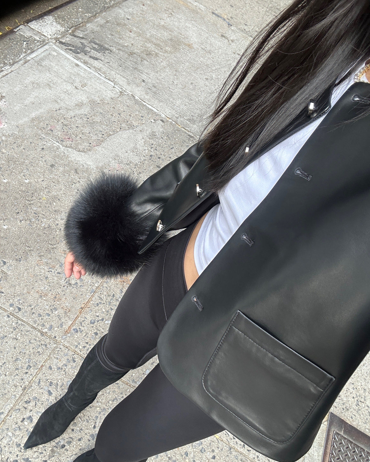 Dawson Leather Shearling Trim Jacket