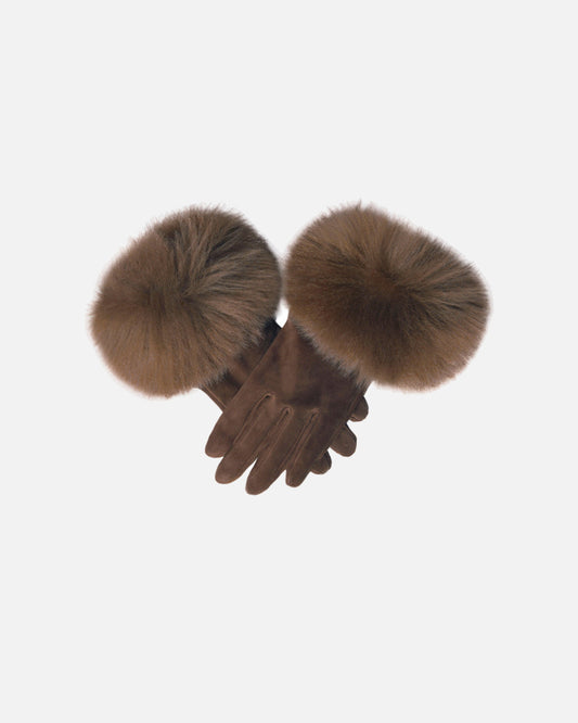 Dawson Shearling Trim Suede Gloves