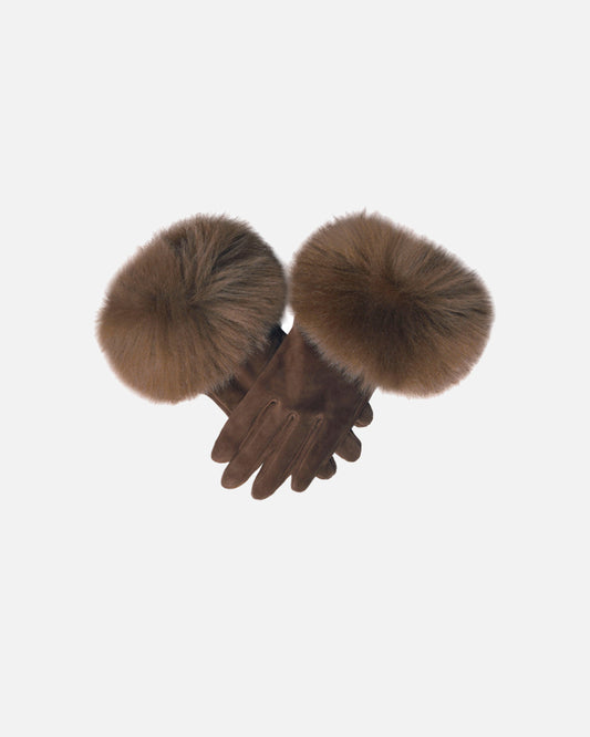 Dawson Shearling Trim Suede Gloves