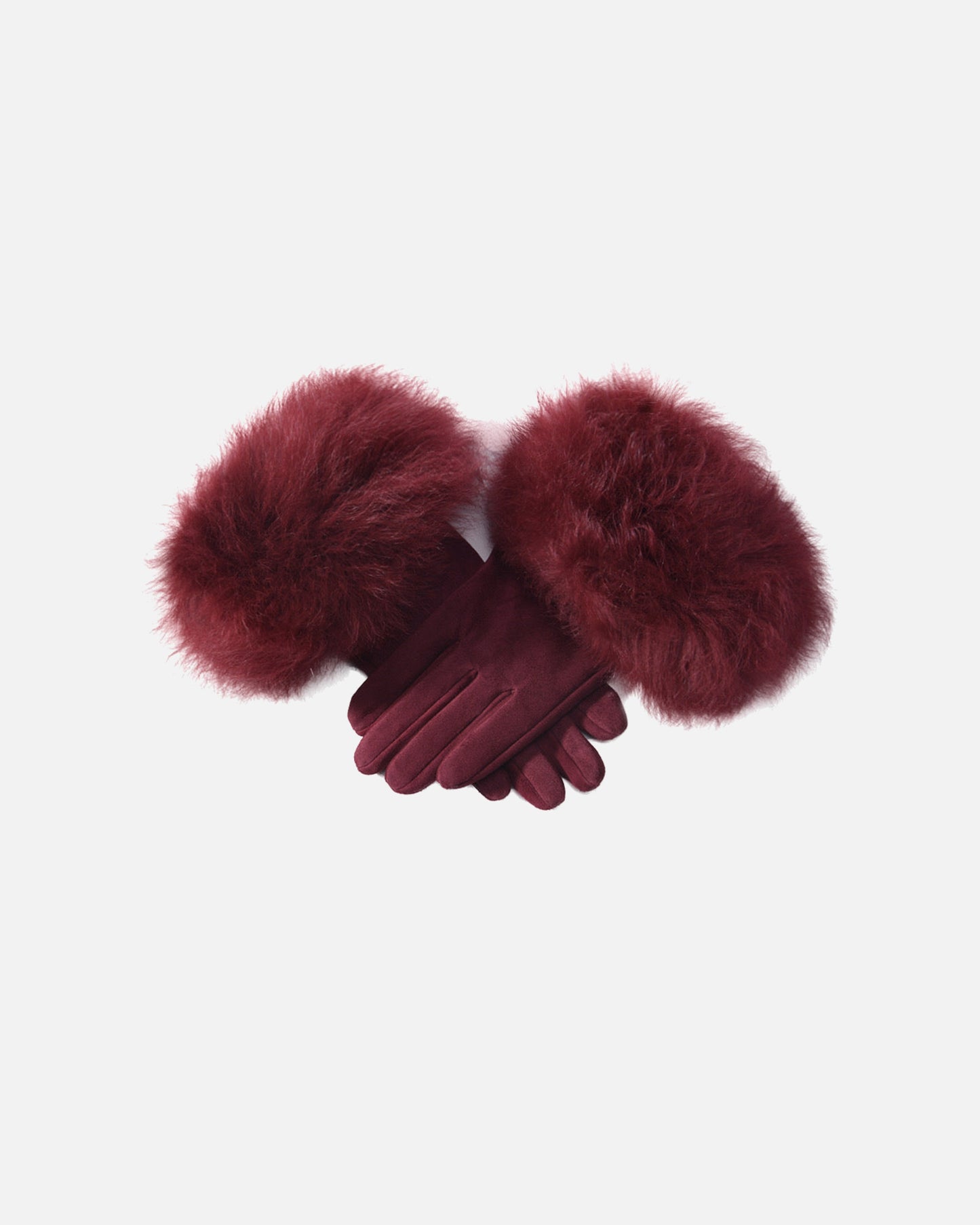 Dawson Shearling Trim Suede Gloves Etaupe