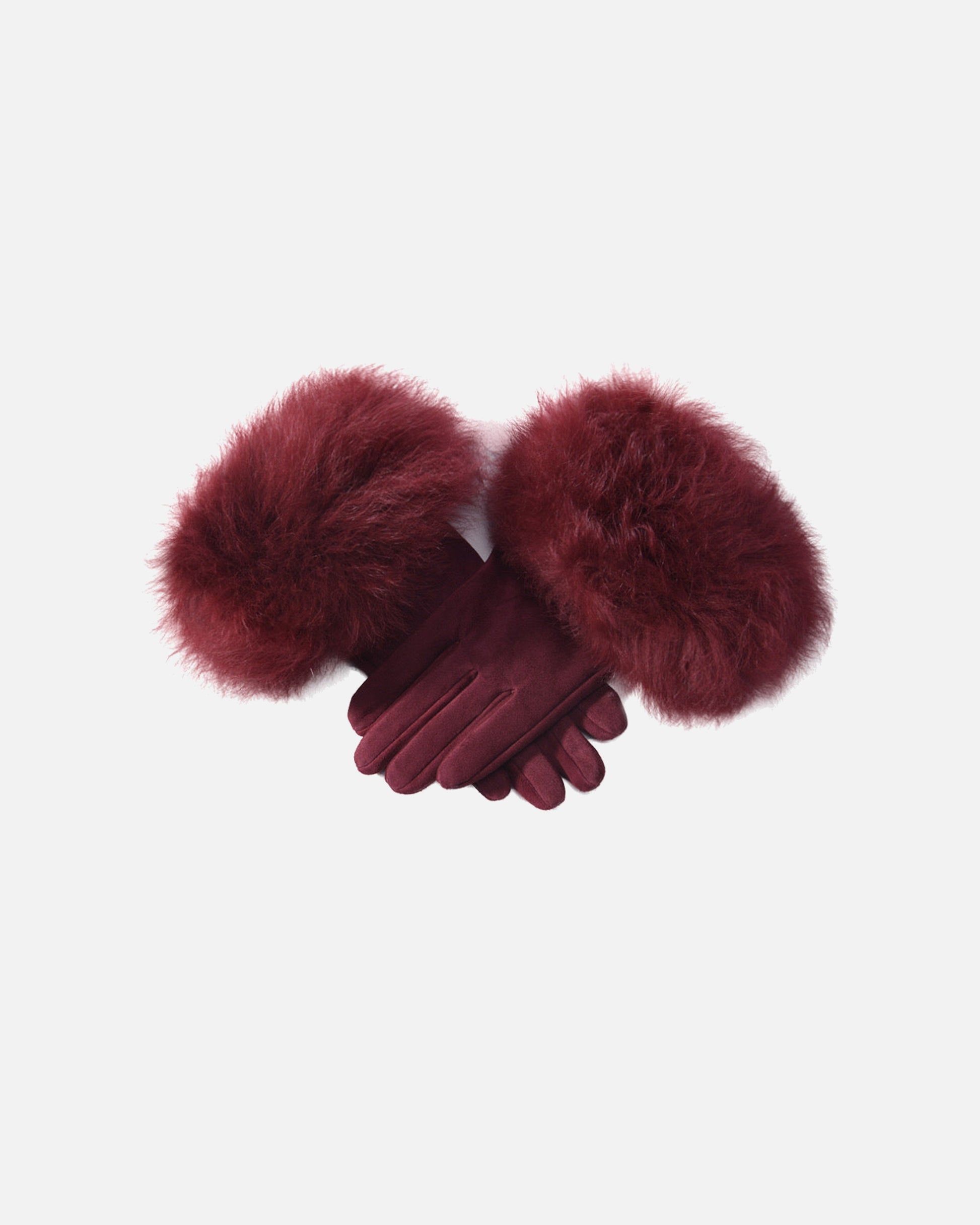 Dawson Shearling Trim Suede Gloves Etaupe