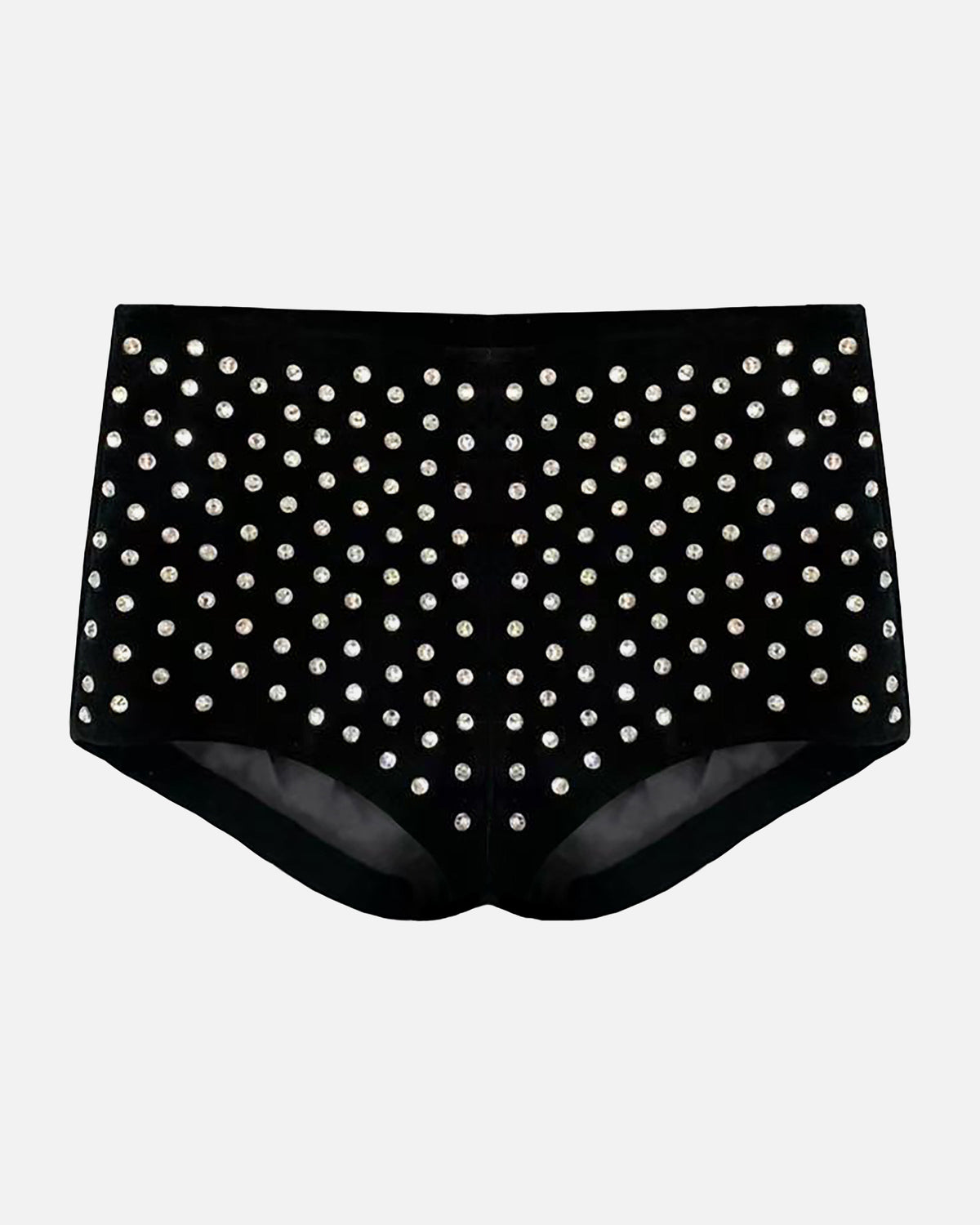 Demi Diamanté Suede Shorts in Black, front