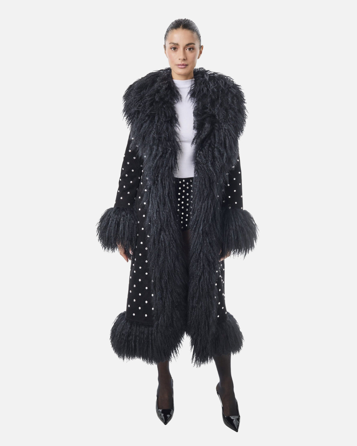 Dorothy Diamanté Suede Maxi Coat