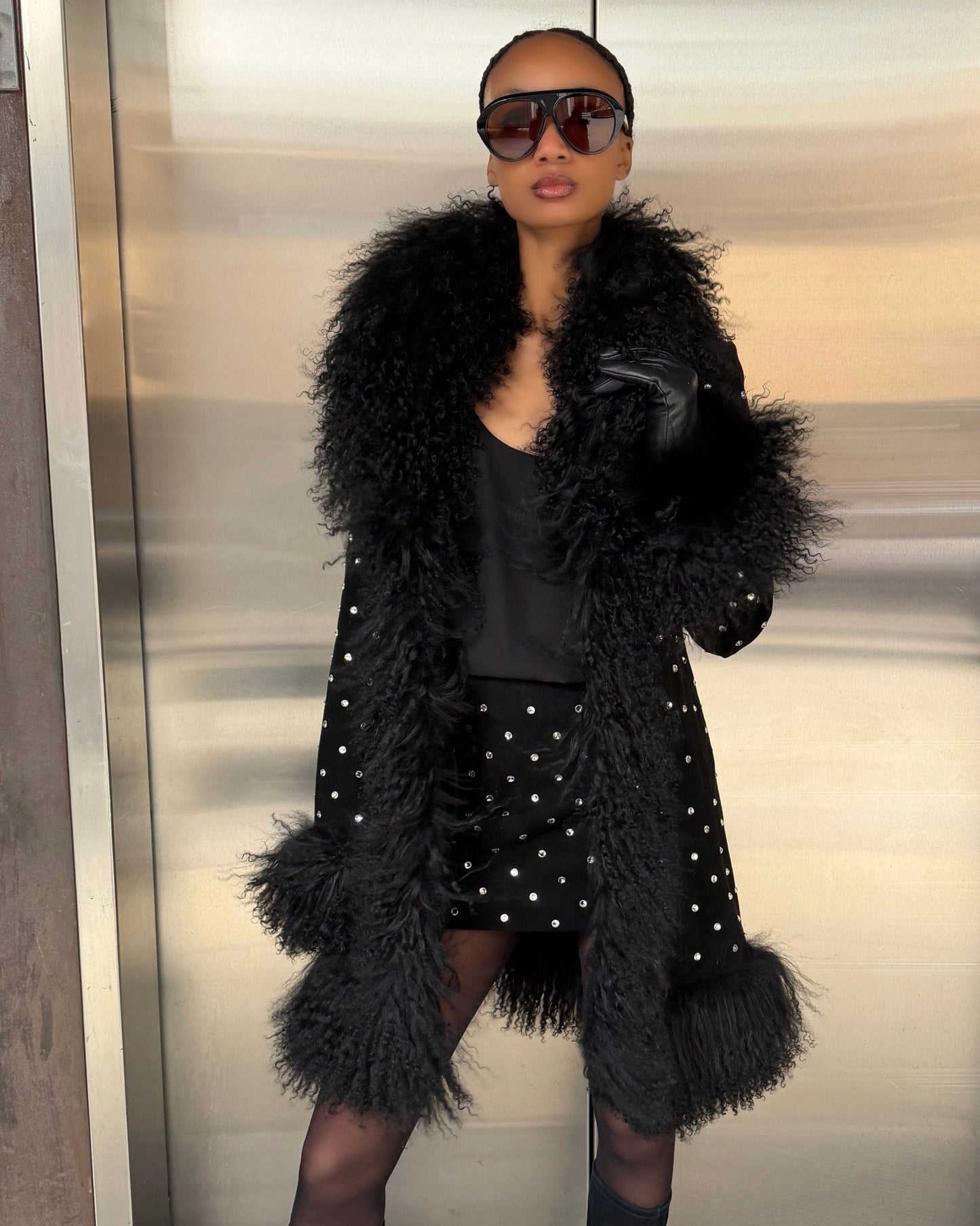 Dorothy Diamanté Suede Midi Coat