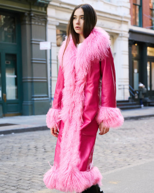 Dorothy Leather Shearling Maxi Coat