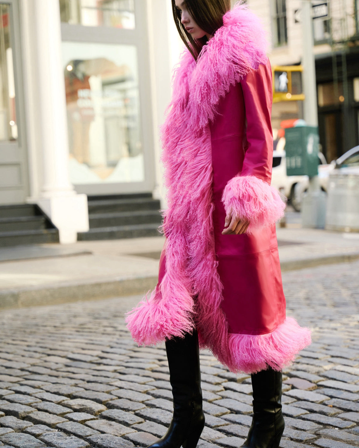 Dorothy Leather Shearling Maxi Coat