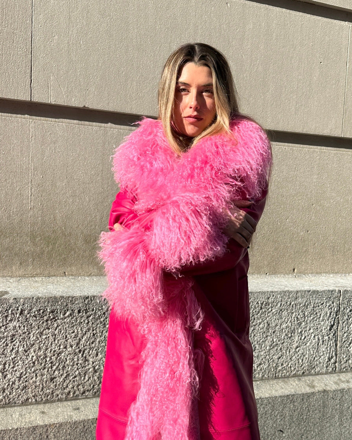 Dorothy Leather Shearling Maxi Coat
