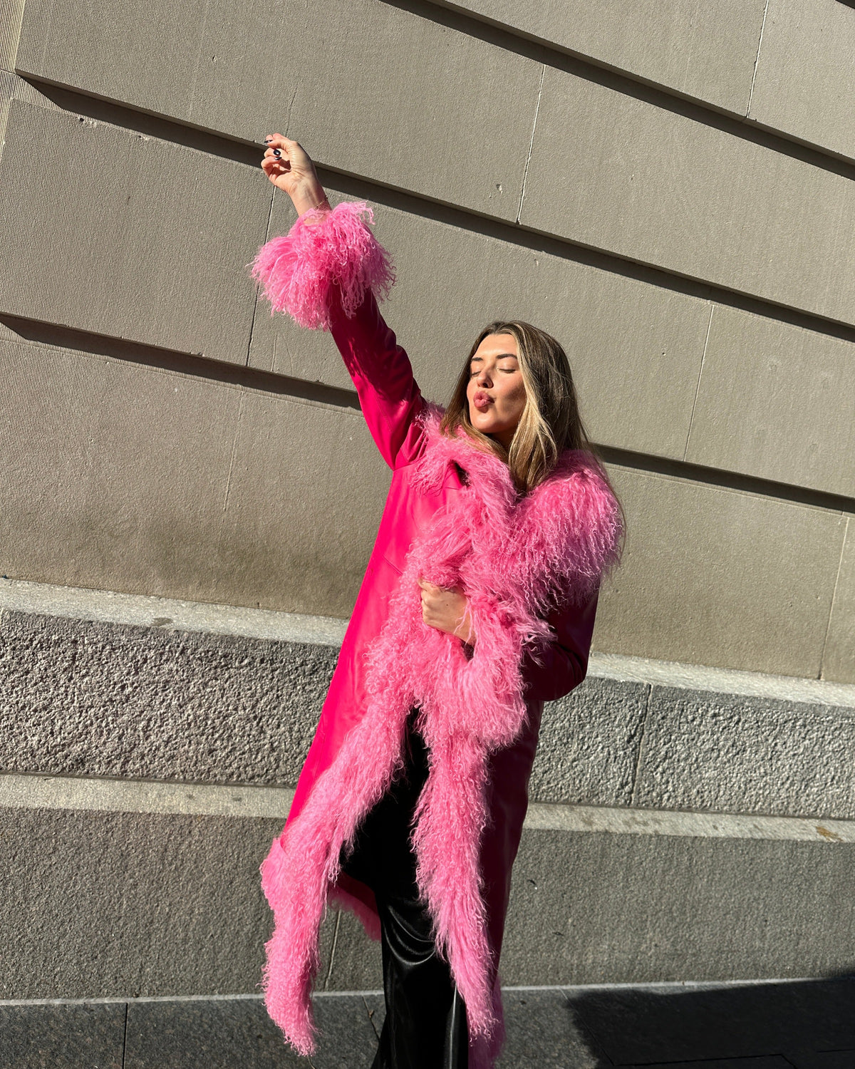 Dorothy Leather Shearling Maxi Coat