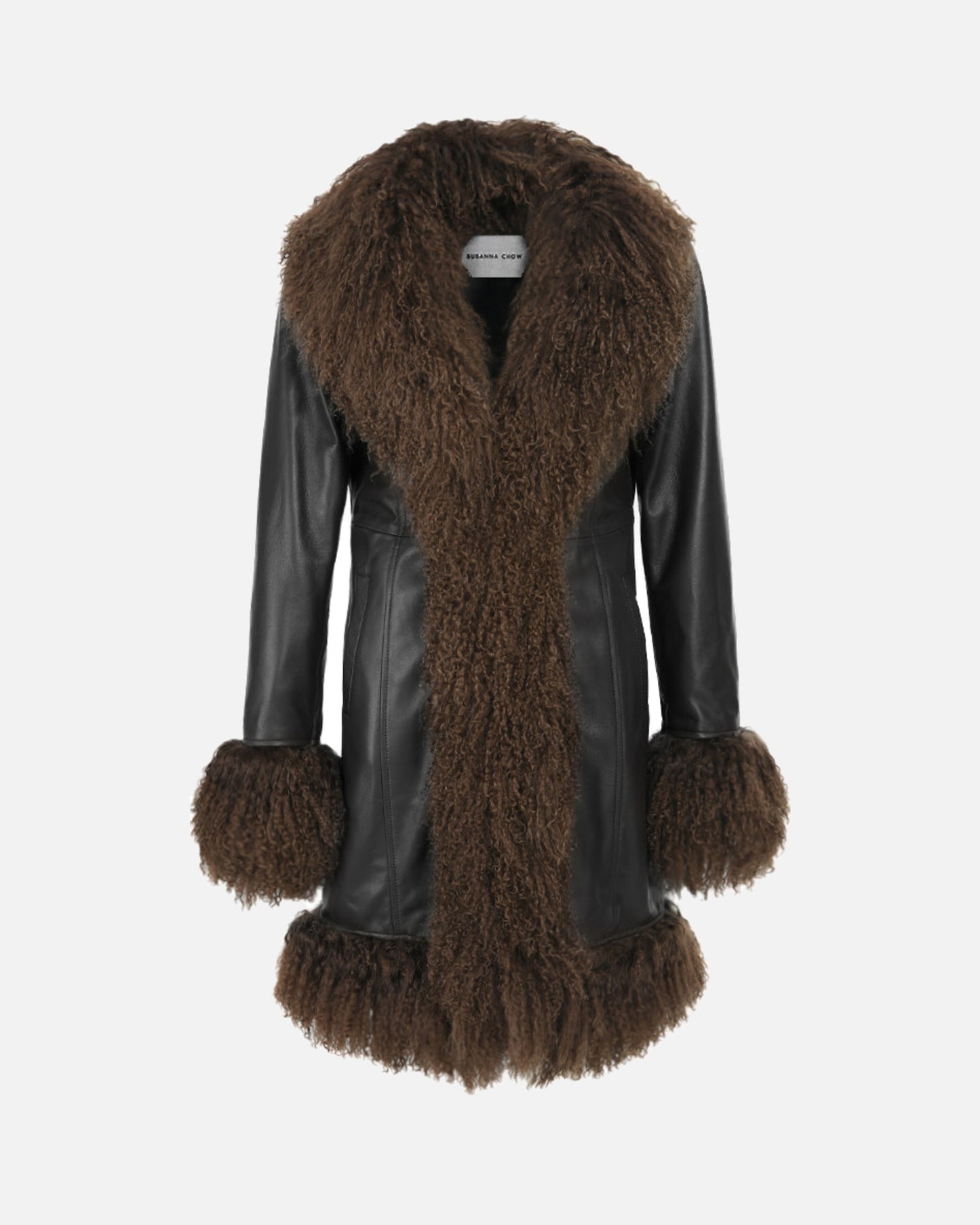 Dorothy Leather Shearling Midi Coat