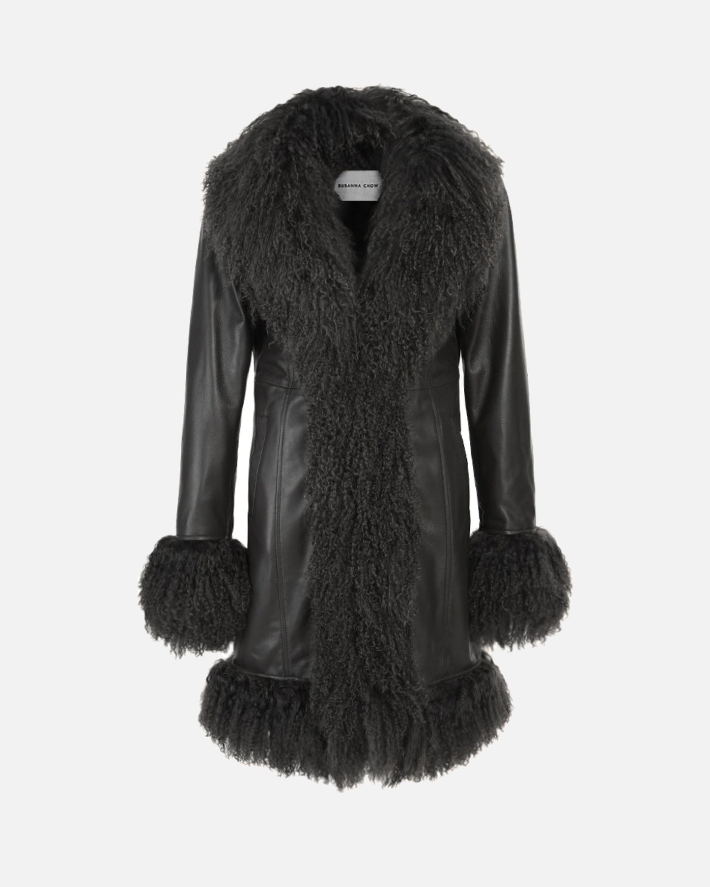 Dorothy Leather Shearling Midi Coat