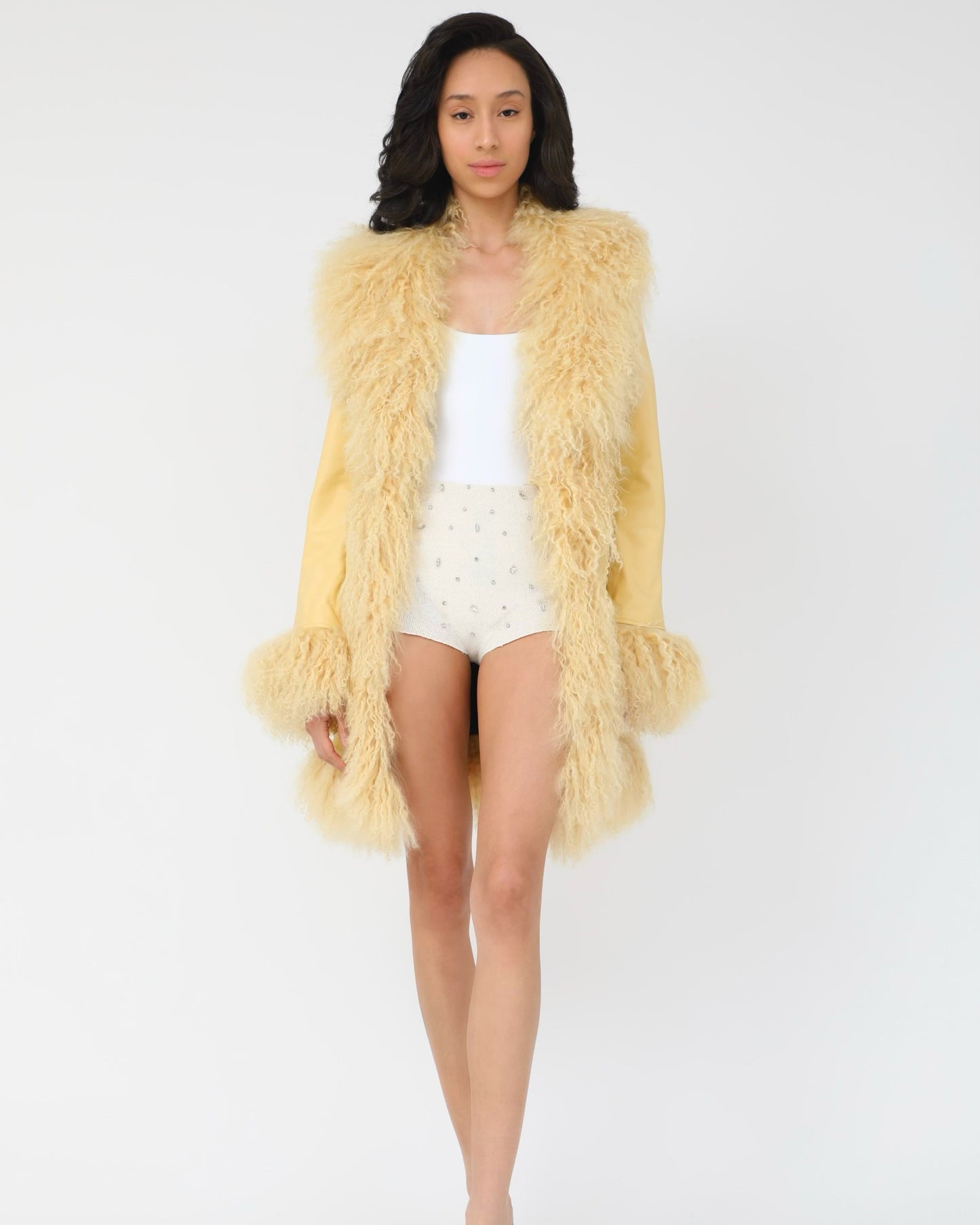 Dorothy Leather Shearling Midi Coat