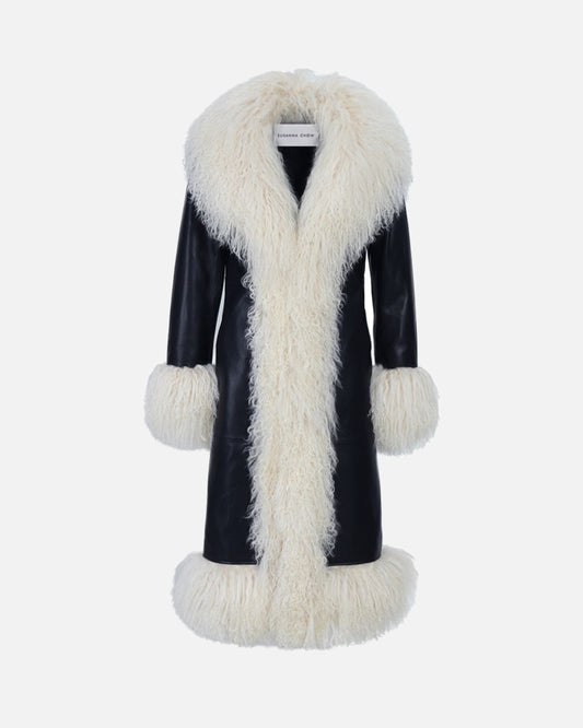 Dorothy Leather Shearling Maxi Coat