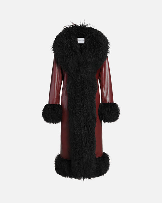 Dorothy Leather Shearling Maxi Coat