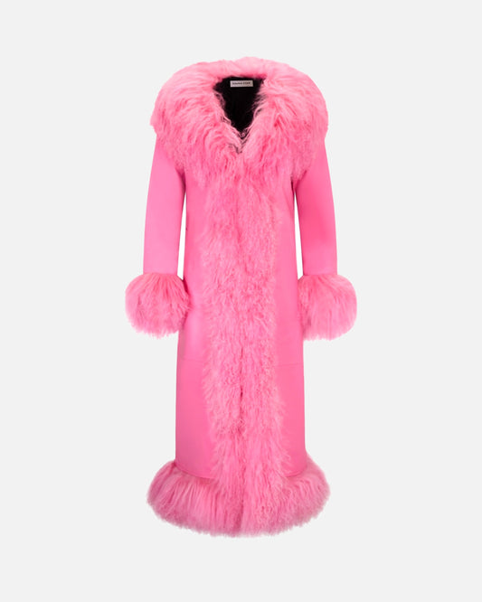 Dorothy Leather Shearling Maxi Coat