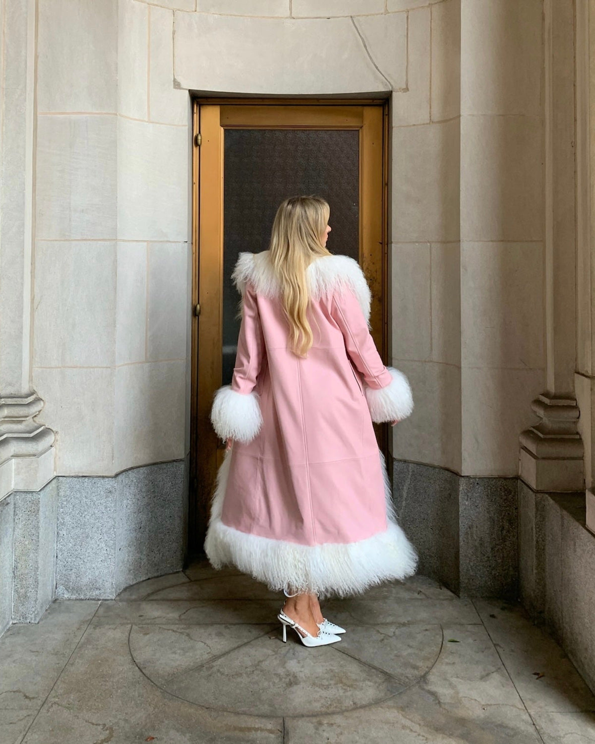 Dorothy Leather Shearling Maxi Coat