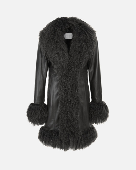 Dorothy Leather Shearling Midi Coat
