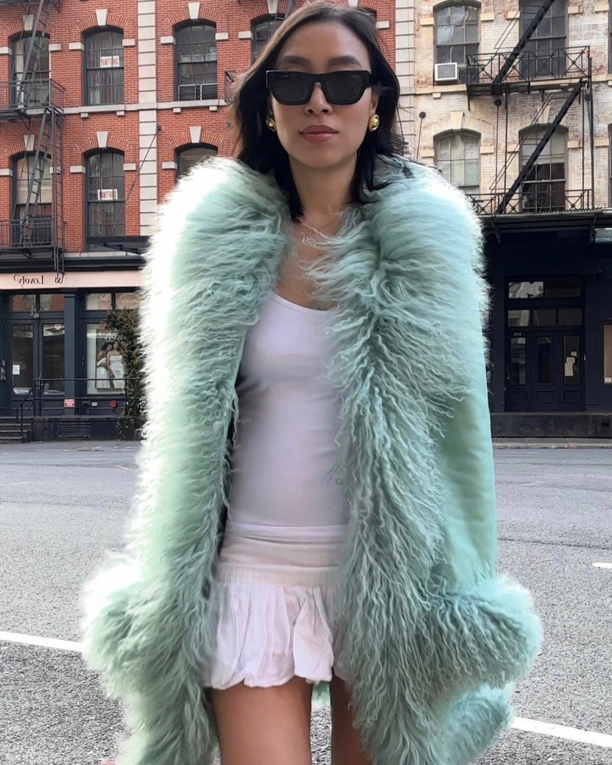 Dorothy Leather Shearling Midi Coat