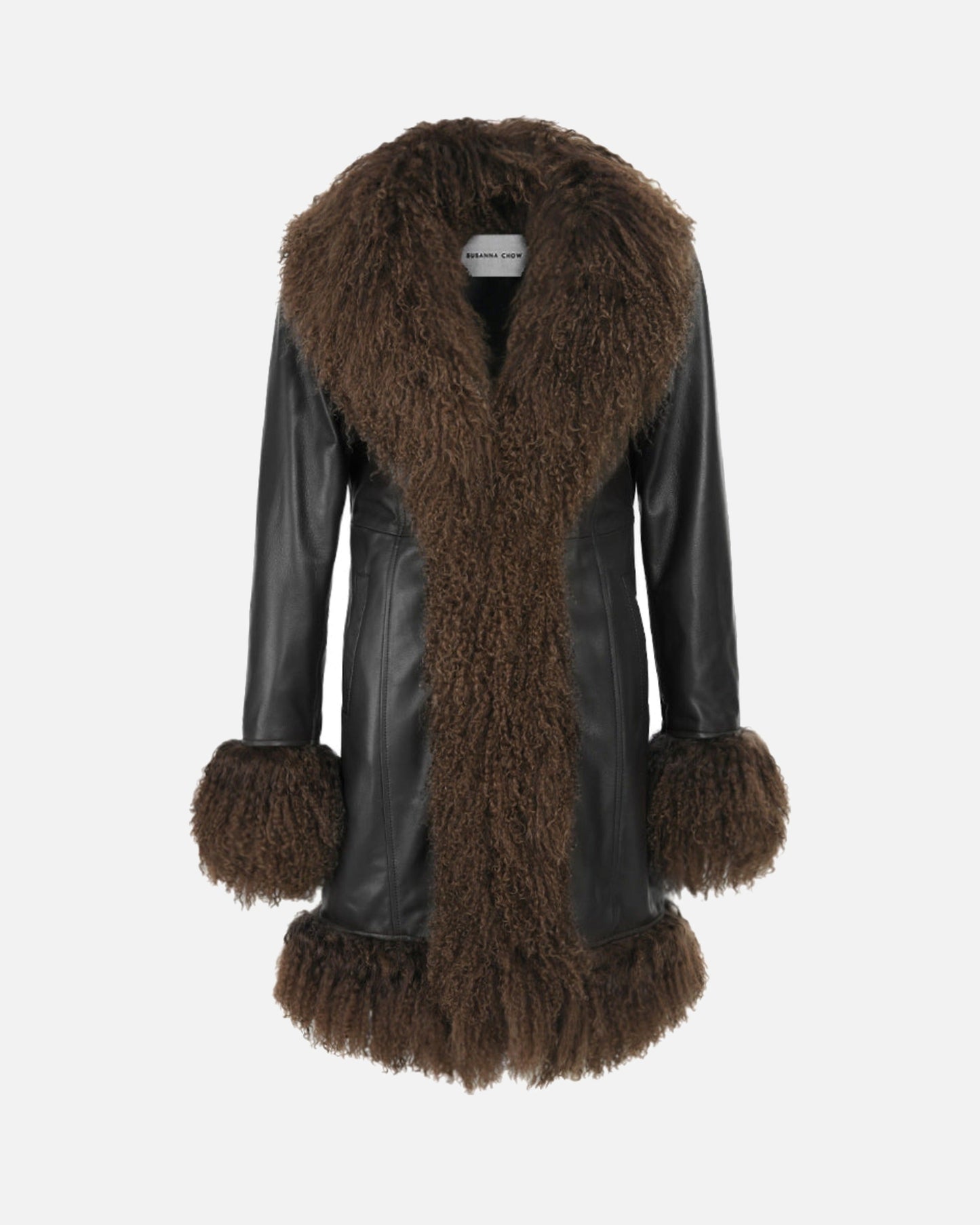 Dorothy Leather Shearling Midi Coat