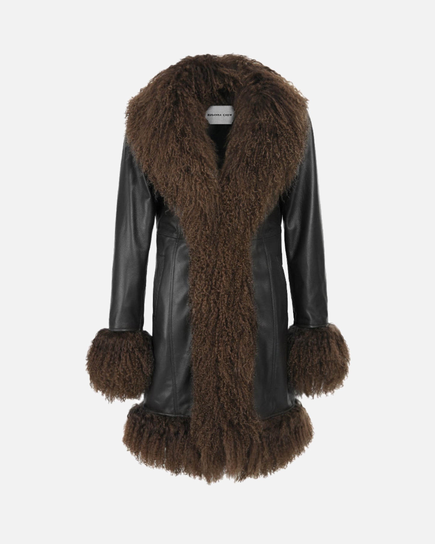 Dorothy Leather Shearling Midi Coat
