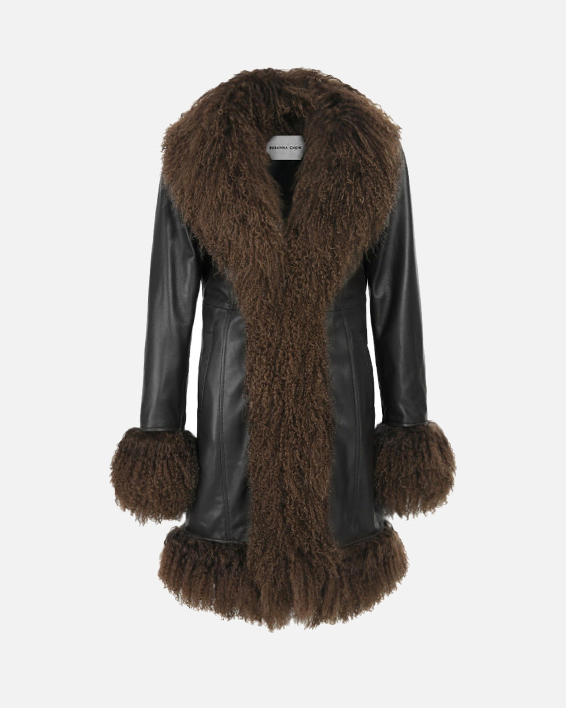 Dorothy Leather Shearling Midi Coat